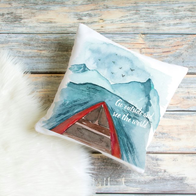 Coussin Aquarelle Moderne Nature Voir La Devis Mondiale (Créateur téléchargé)