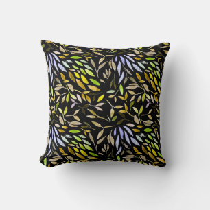 Coussin Aquarelle motif sans couture avec feuilles colorés