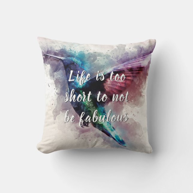 Coussin Aquarelle motivationnelle fabuleuse colibri (Recto)