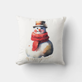 Coussin Aquarelle Noël Snowman