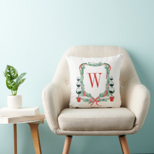 Coussin Aquarelle Noël Topio Cimier Monogramme