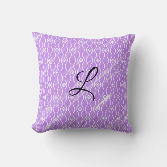 Coussin Aquarelle noire rose simple ajoutez votre monogram (Recto)