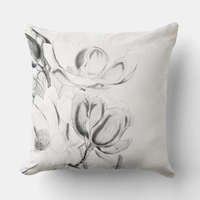 Coussin Aquarelle noire vintage et blanche (Recto)