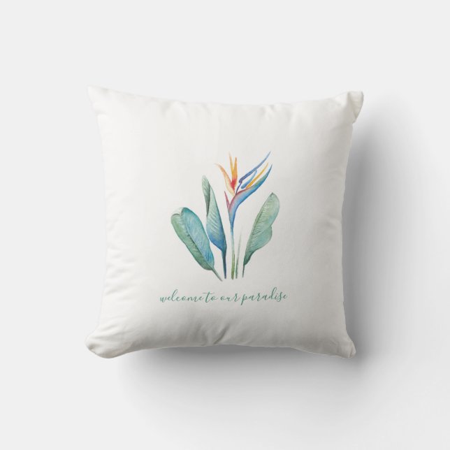 Coussin Aquarelle Oiseau du Paradis (Recto)