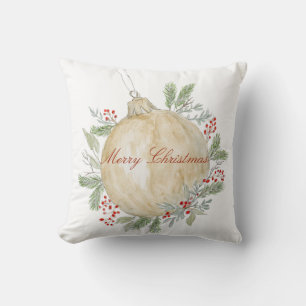 Coussin Aquarelle or ornement de Noël