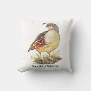 Coussin Aquarelle originale California Quail State Bird