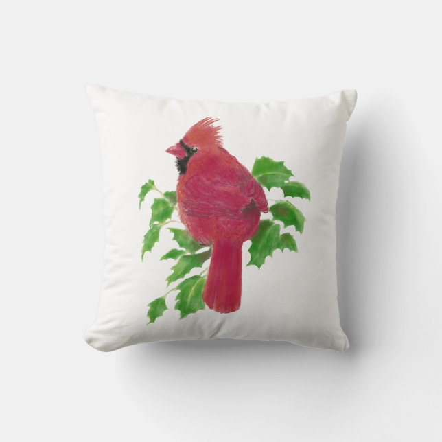 Coussin Aquarelle originale Cardinal Bird Nature (Recto)