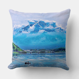 Coussin Aquarelle paisible Design d'art japonais