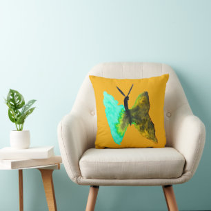 Coussin Aquarelle papillon aqua joli