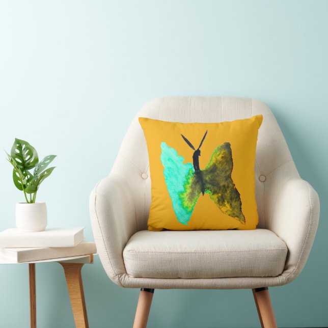 Coussin Aquarelle papillon aqua joli (Chaise)