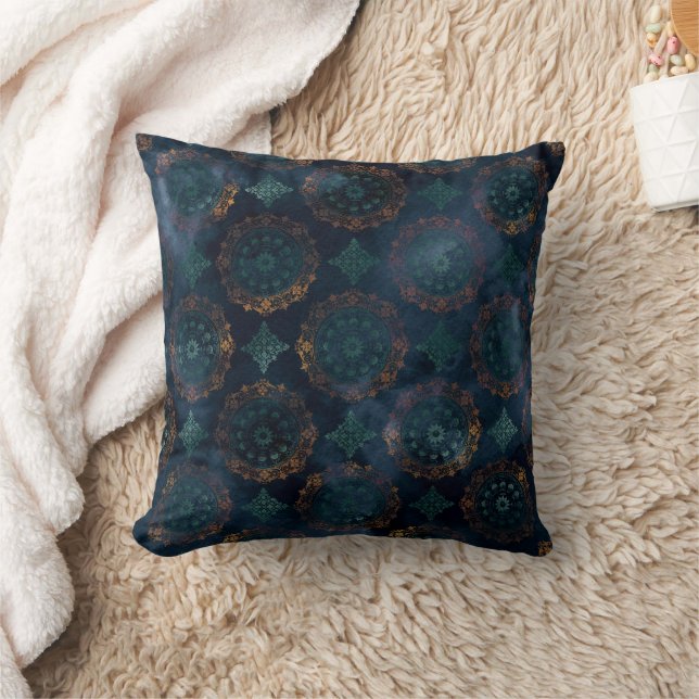 Coussin Aquarelle Patina Patina Damask Patte (Couverture)