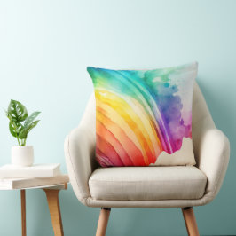 Coussin Aquarelle Peint Arc-en-ciel Brosses Abstraits