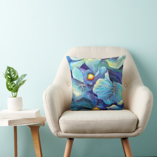 Coussin Aquarelle peinte à la main Aqua floral