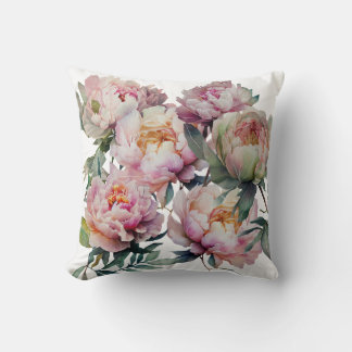 Coussin Aquarelle Peony rose