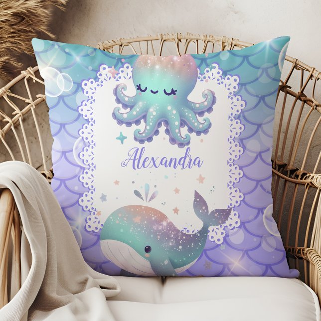 Coussin Aquarelle personnalisée sous la mer (Créateur téléchargé)