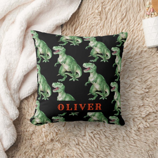 Coussin Aquarelle personnalisée T Rex Dinosaur Motif (Couverture)
