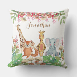 Coussin Aquarelle personnalisée vert de la pouponnière cad