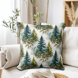 Coussin Aquarelle Pine Motif Elégant hiver