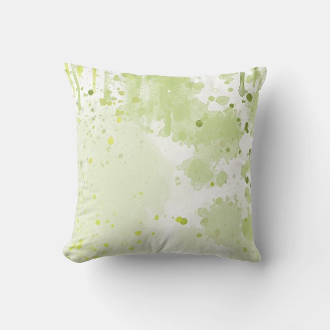 Coussin Aquarelle Plaques Vert et Sage (Recto)