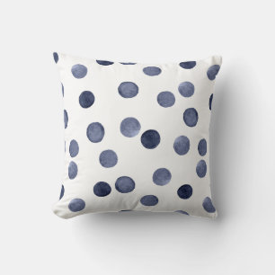 Coussin Aquarelle. Point de polka bleu.