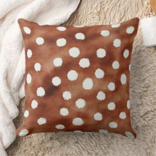 Coussin Aquarelle Pointe Polka dans Café Brown et blanc