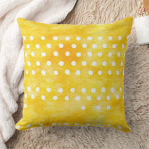 Coussin Aquarelle Polka Dot - Terre Jaune et Blanc (1)