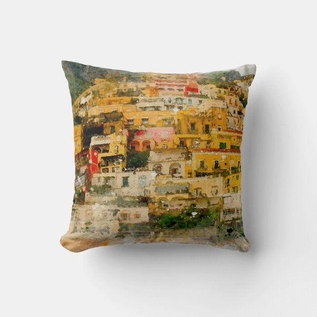 Coussin aquarelle positano italique italienne (Recto)