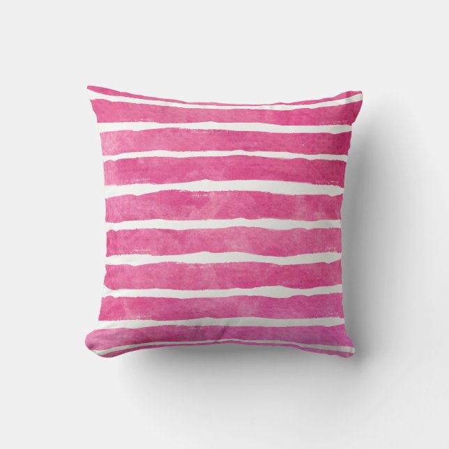 Coussin Aquarelle rayée rose foncée - tout le Fabricks S (Recto)