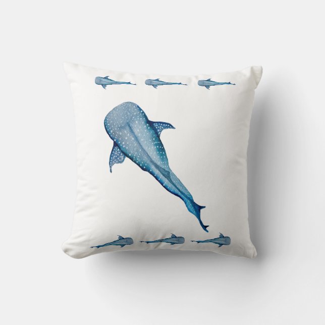 Coussin Aquarelle requin (Recto)