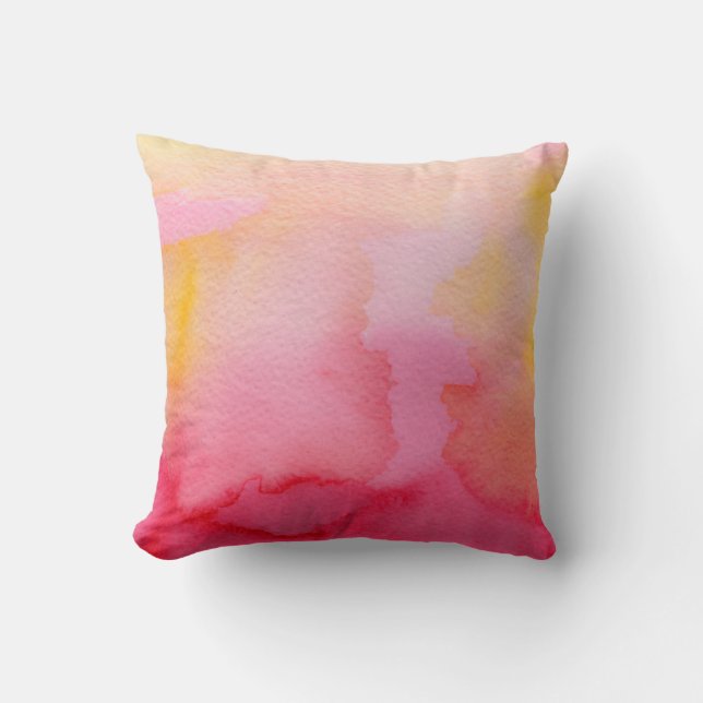 Coussin Aquarelle rose et orange (Recto)