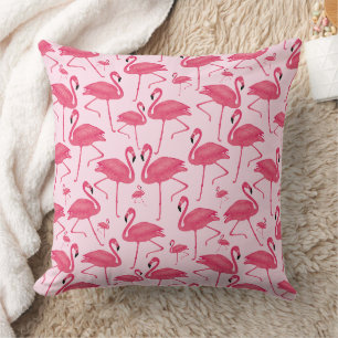 Coussin Aquarelle rose Flamant rose sur rose pâle