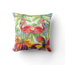 Aquarelle rose Flamant rose tropical