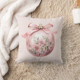 Coussin Aquarelle rose Floral Ornement de Noël