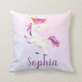 Coussin Aquarelle rose nommée personnalisée par