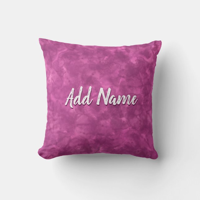 Coussin Aquarelle rose Peinture Nom personnalisé (Recto)