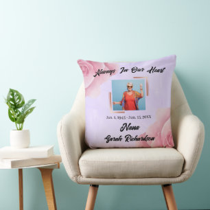 Coussin Aquarelle rose Toujours Dans Notre Coeur Garde