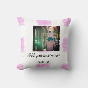 Coussin Aquarelle rose violet père fils papa ajouter l'ima