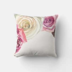 Coussin Aquarelle Roses Fleurs Roses & Blanches Glamour