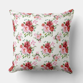 Coussin Aquarelle Rouge et rose Floral Motif sans couture