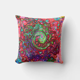 Coussin Aquarelle Rouge Super Abstrait Retro Liquid Swirl