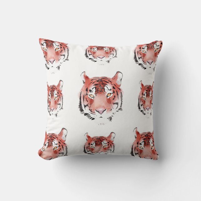 Coussin Aquarelle rouge Tigre Zodiaque Animal (Recto)