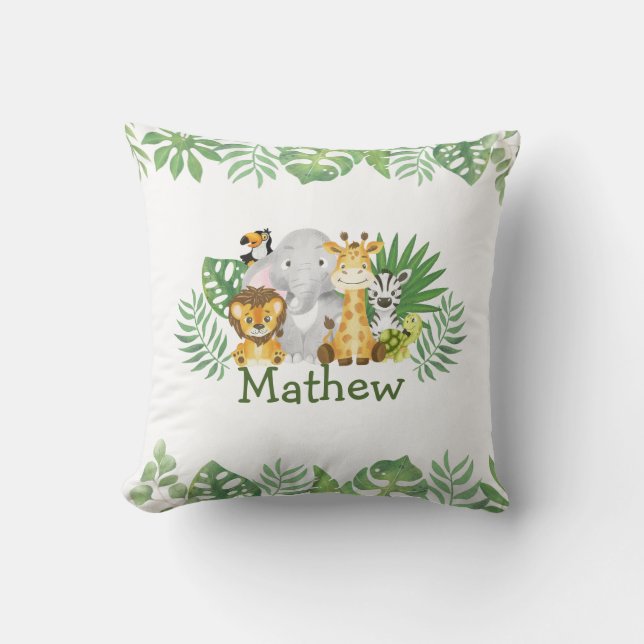 Coussin Aquarelle Safari Animaux sauvages (Recto)