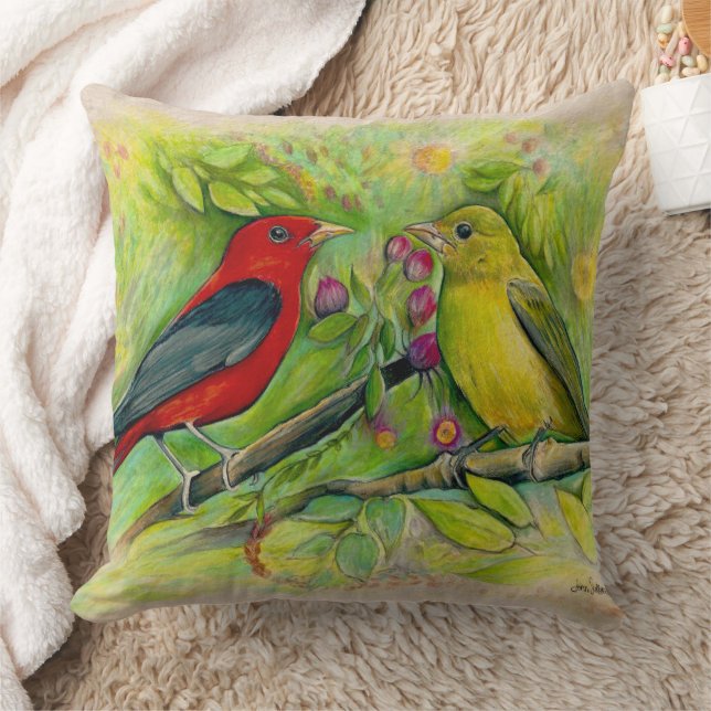 Coussin Aquarelle Scarlet Tanagers (Couverture)