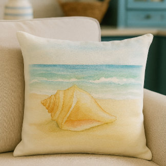 Coussin Aquarelle Shell Beach Life Conch
