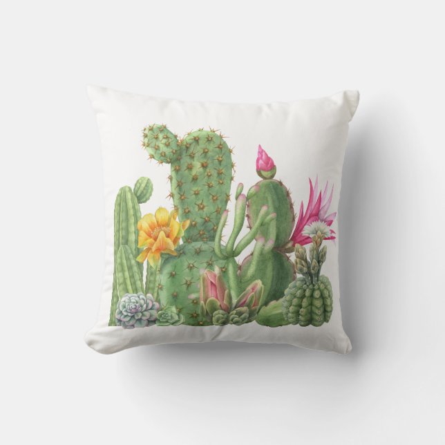 Coussin Aquarelle Succulent Cactus jardin Désert (Recto)