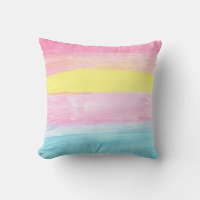 Coussin Aquarelle Sunset Horizon Abstraite  (Recto)