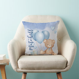 Coussin Aquarelle Teddy Bear Blue Balloon Personnaliser