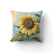 Aquarelle Tournesol et abeille