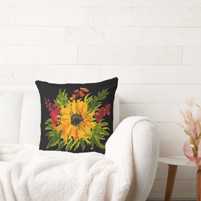 Coussin Aquarelle Tournesol mignon Moderne Plutôt (Canapé)