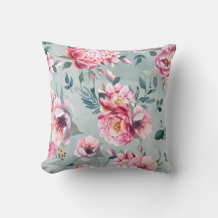 Coussin Aquarelle transparente motif de la pivoine et fleu